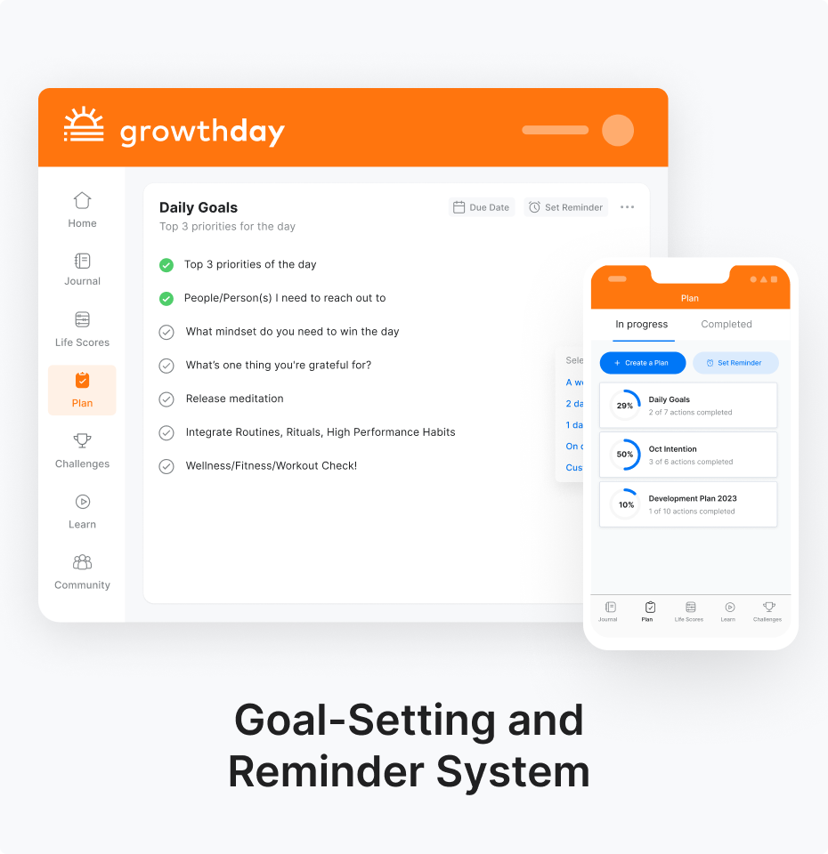 Growth Day App: Goal-setting and reminder system